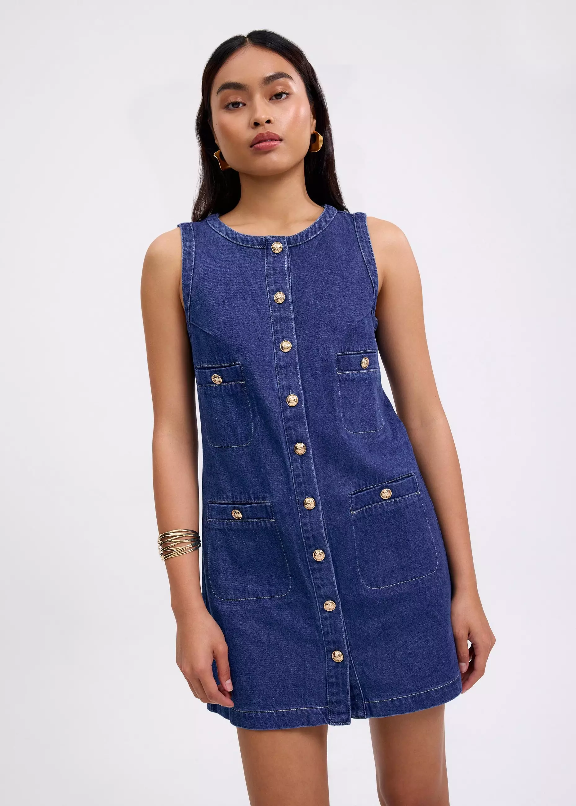 Jual Love, Bonito Dress Wanita - Denim Round Neck Shift Mini Dress Original  2026 | ZALORA Indonesia