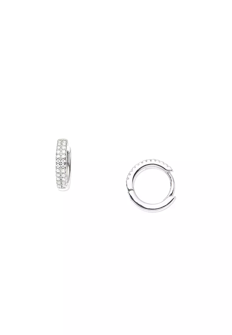 Grossé Tresor Silver: 925 silver, CZ stone hoop pierced earrings GS60491