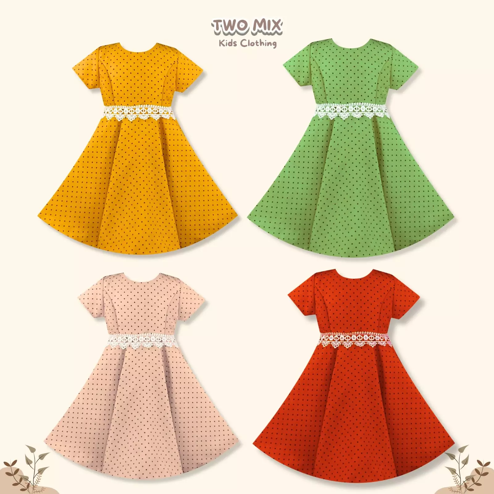 Two Mix - Elsa Baju Dress Anak Perempuan - Gaun Fashion Lucu1-12 Tahun 4395 Yellow