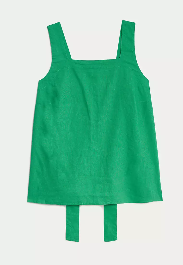 Linen Rich Square Neck Tank Top