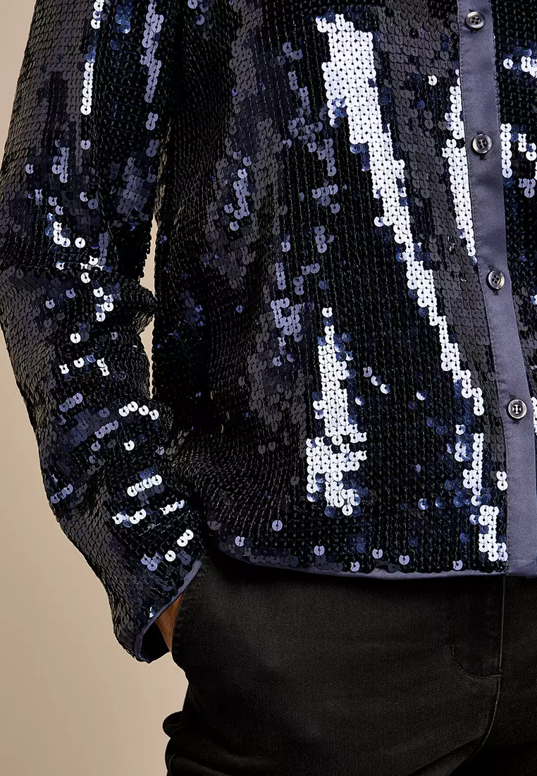 Luna Navy Sequin Shirt