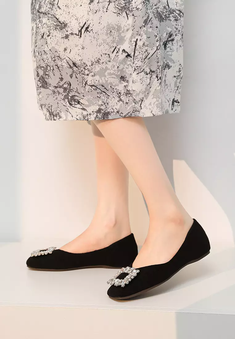 Rhinestone Buckle Flat Shoes WW566-1
