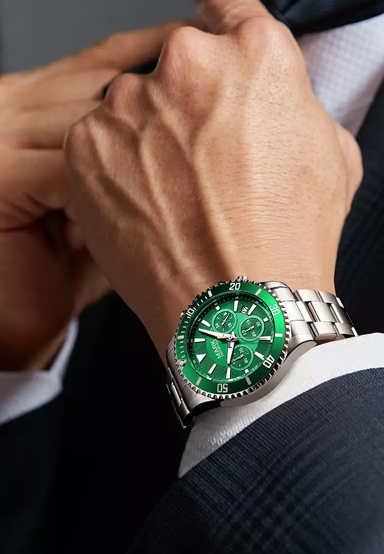 Unisex Alloy Chronograph Quartz Watch, 45mm, Stainless Steel Bracelet