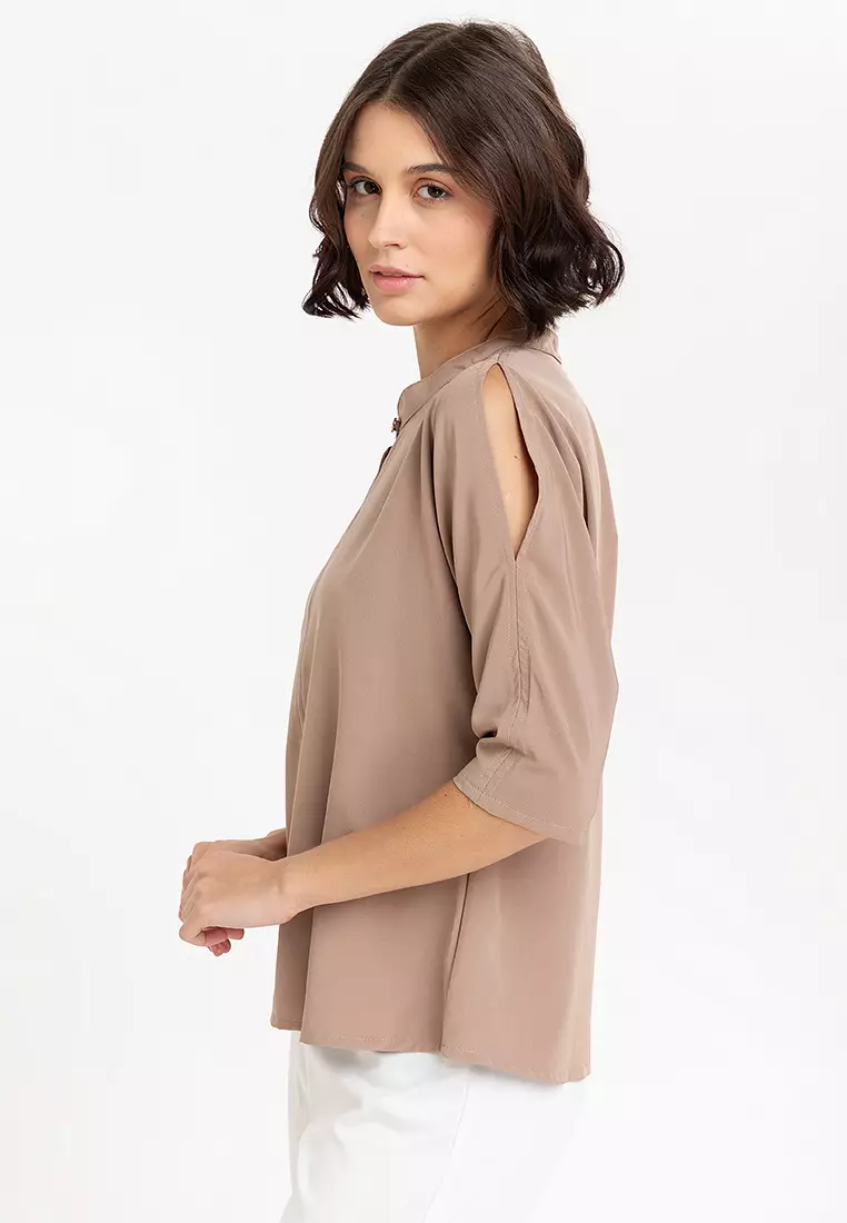 Leith Batwing Blouse with Shoulder Slit