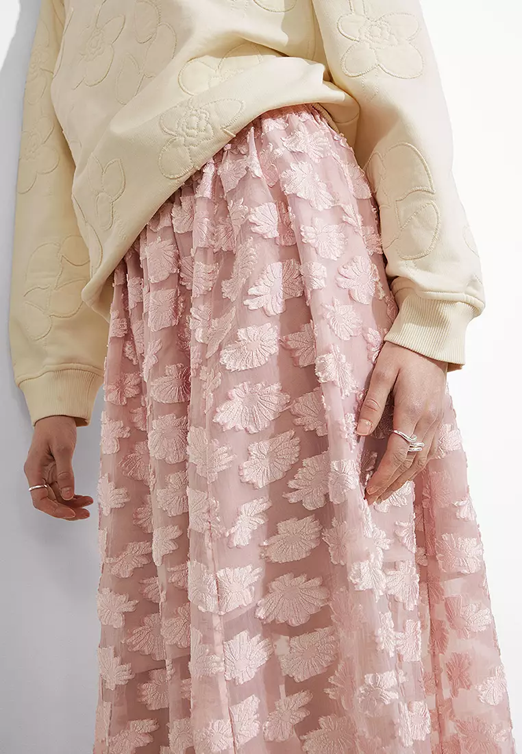 & Other Stories ♥ Floral Applique Mesh Midi Skirt d150a8f311beb4d94c16522937d2ad