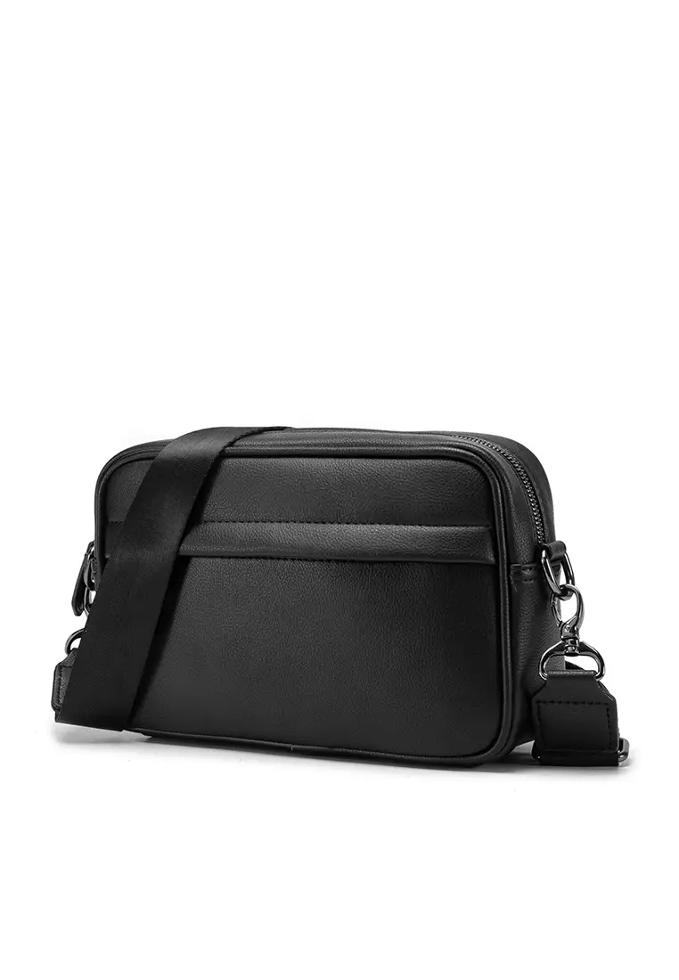 Buy ZITIQUE Pure black oblique backpack 2024 Online | ZALORA Singapore