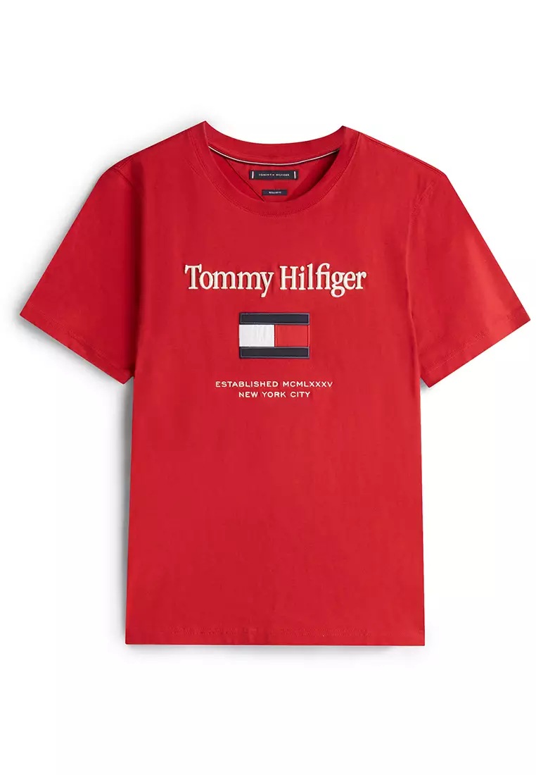 Tommy 刺繡旗幟 T恤 - TH Mainline