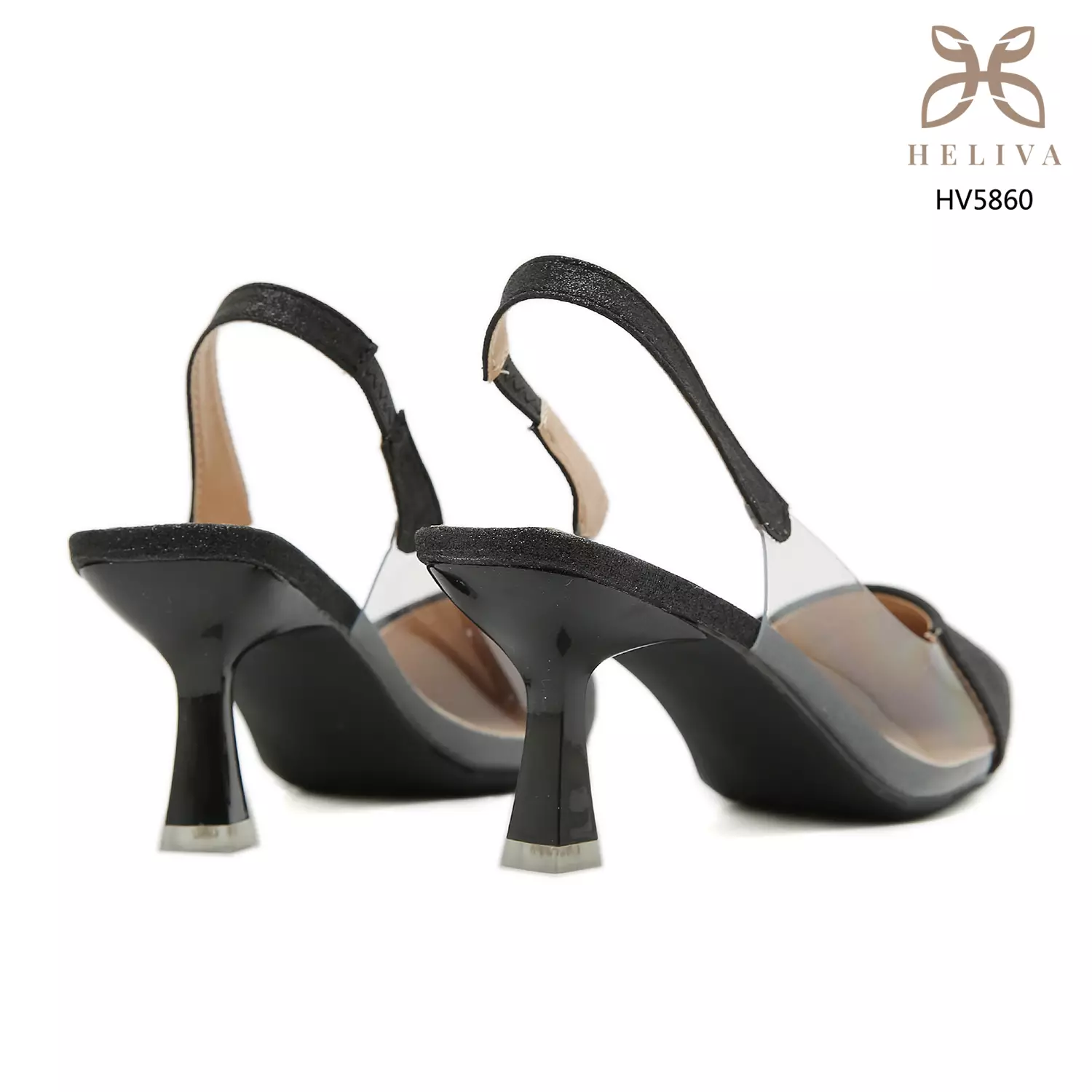 Heliva Claryn High Heels Glitter Transparant Sling Back Sol 6.5cm HV5860