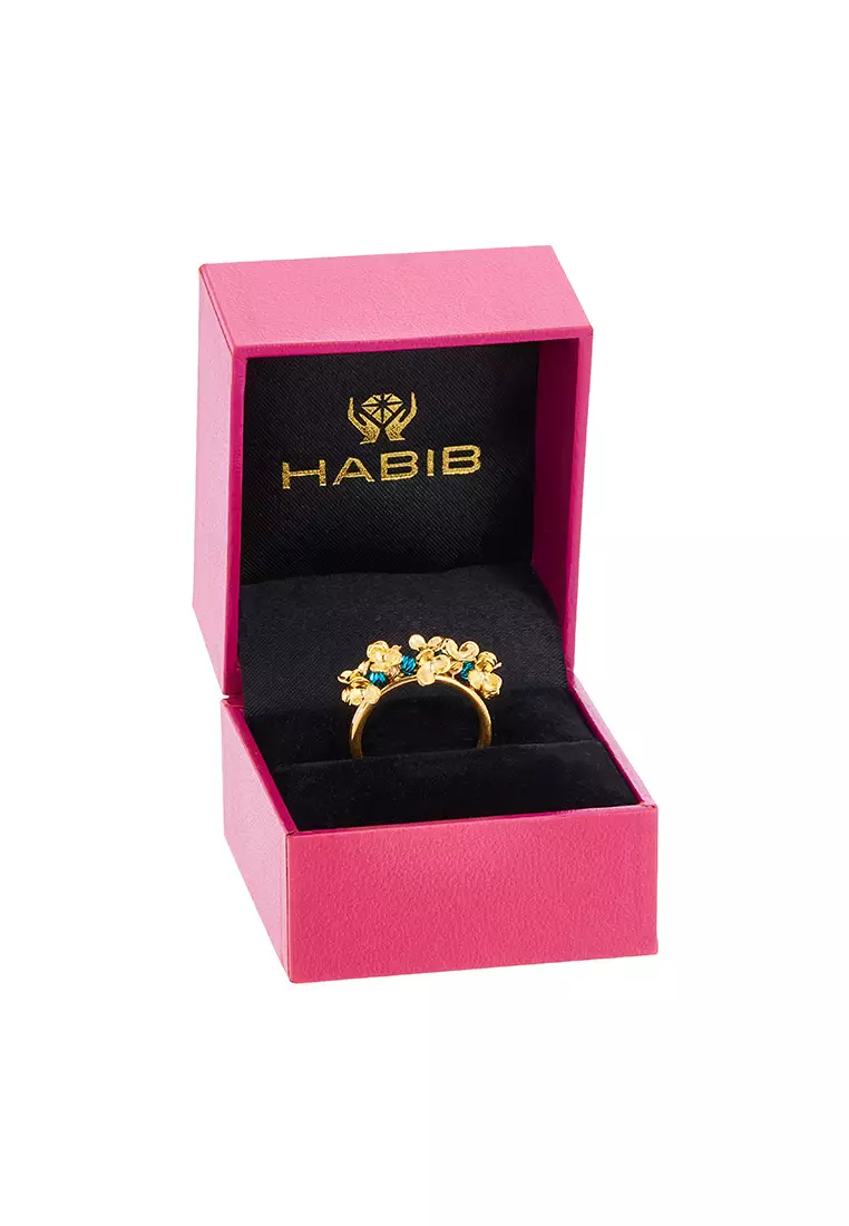 HABIB CLARA | Oro Italia 916 Yellow Gold Ring GR51660823(BLU)-BI (22K Gold)