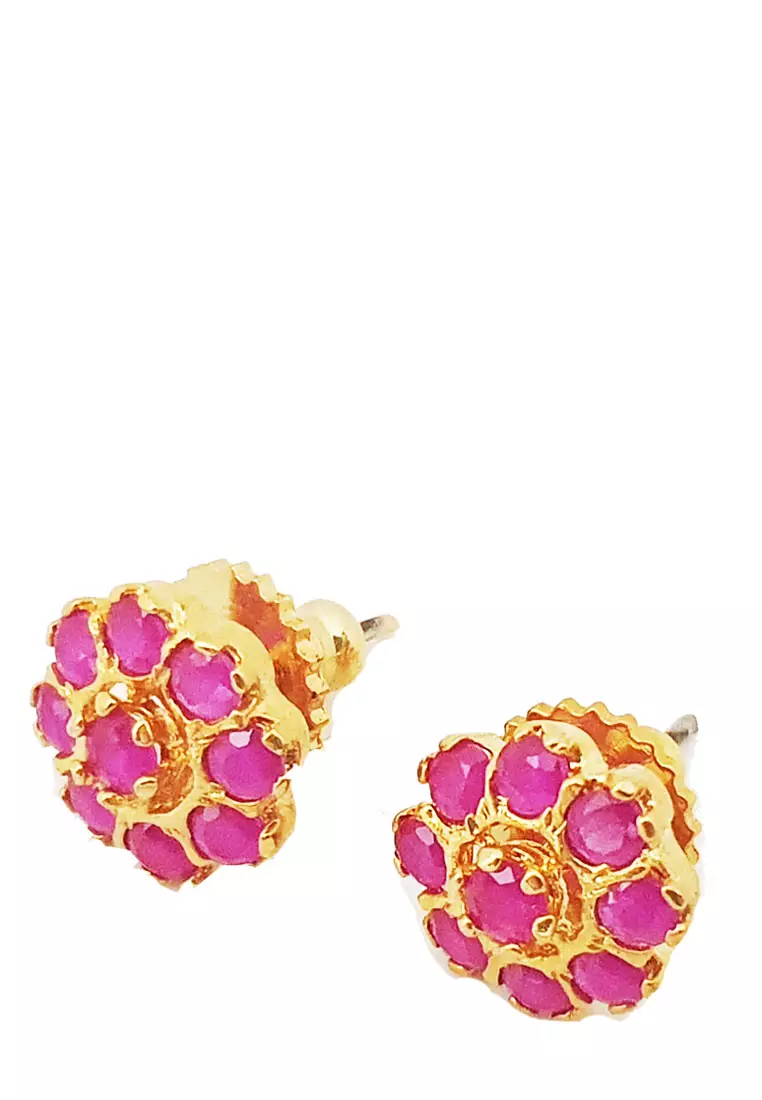 Ruby  Studs  Earring Gold