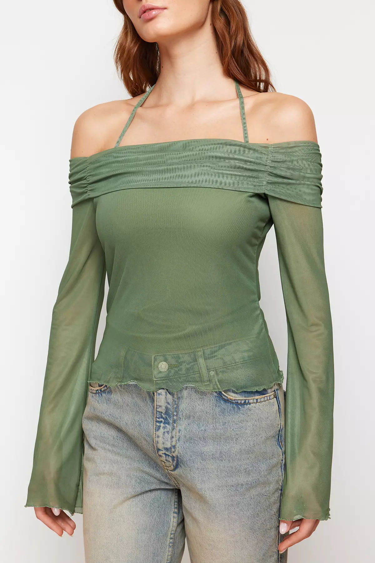 Knitted Blouse with Flared Sleeves