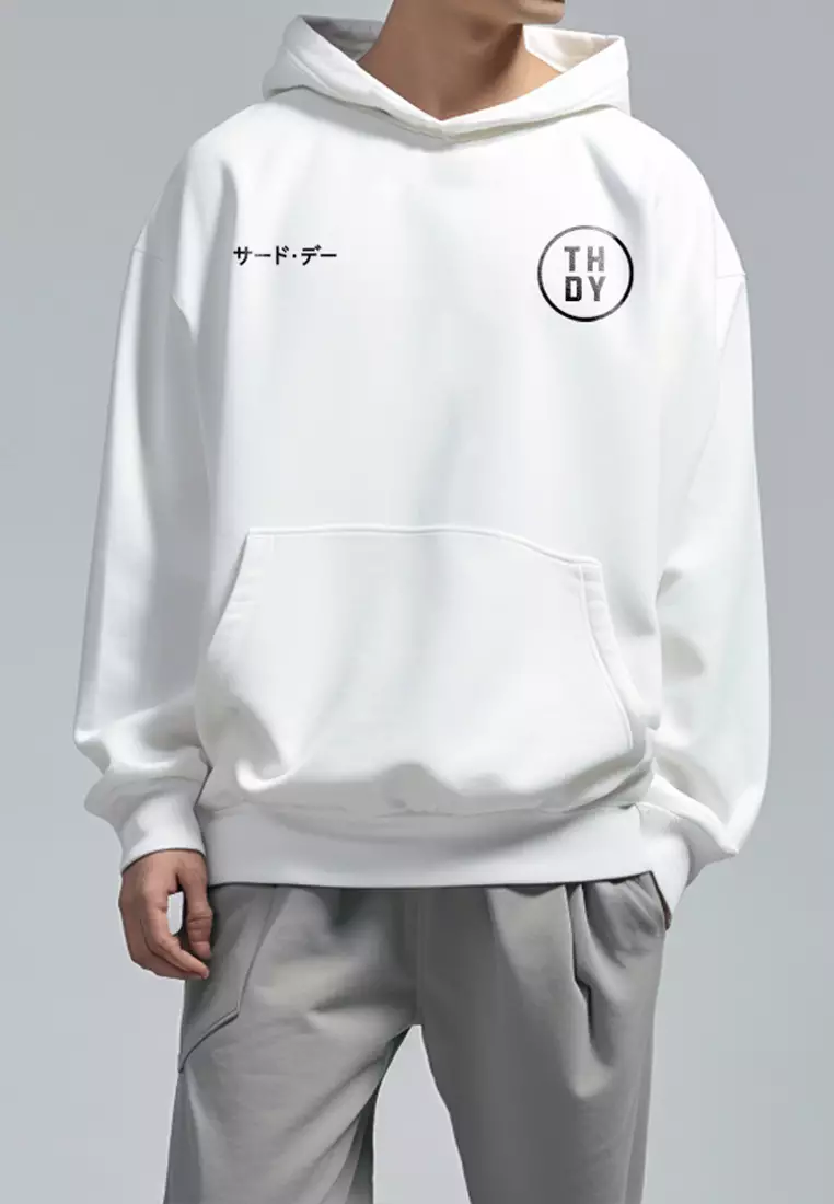 MTG03 Hoodies Premium ScubaLux Anti Kusut Waterproof "Evo Katakana" Putih