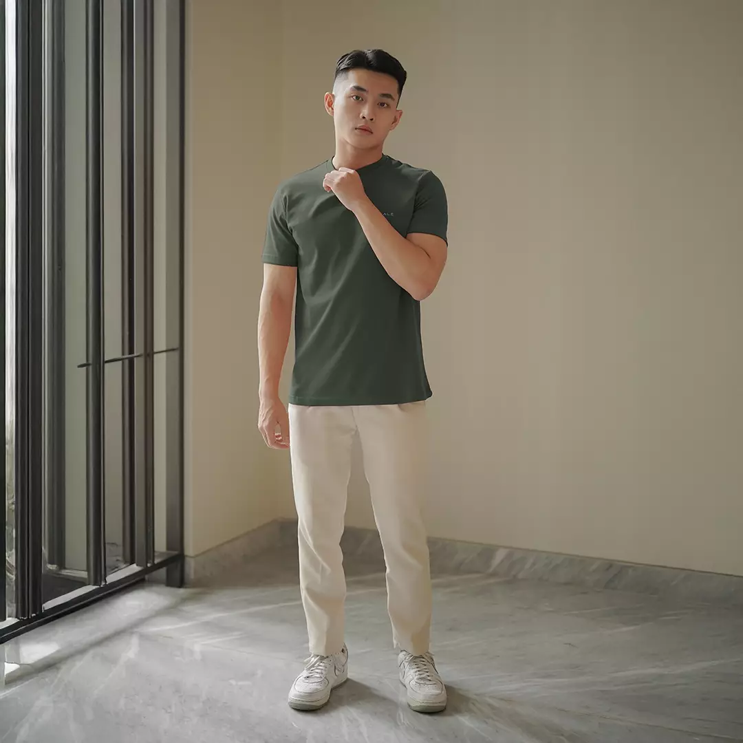 Kale JUNO GREEN/ Cotton Cloudy / Atasan Kaos Pria / Kaos Basic Pria