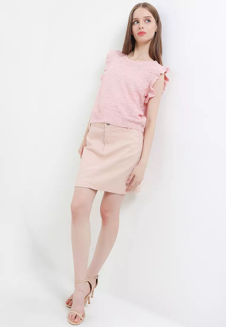 Ruffled Sleeves Knit Top