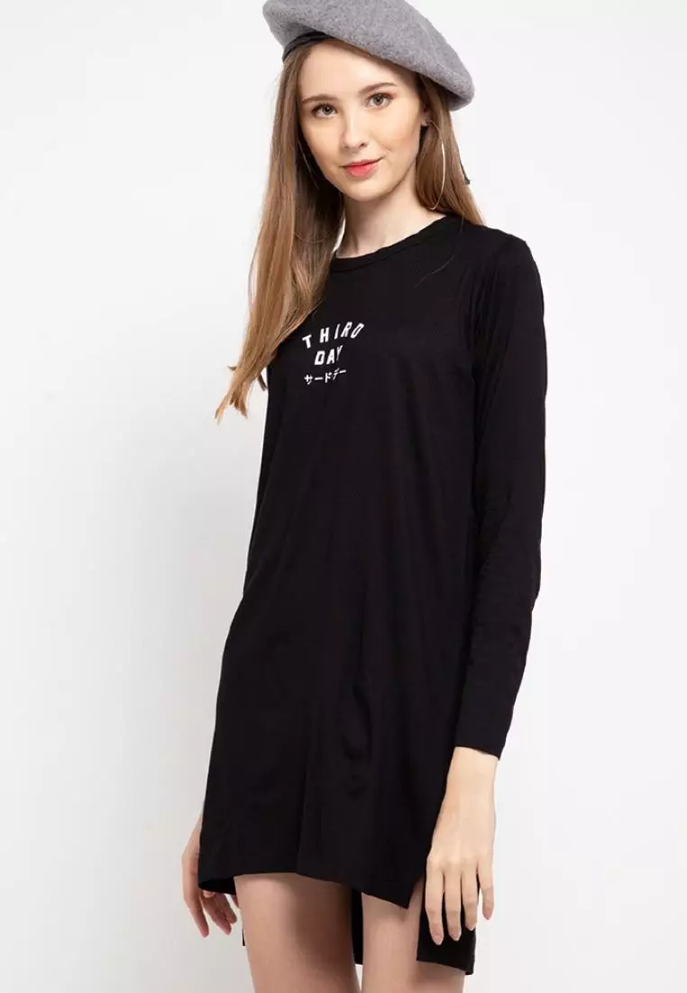 LTC75 mls td simple hitam hijab lengan panjang