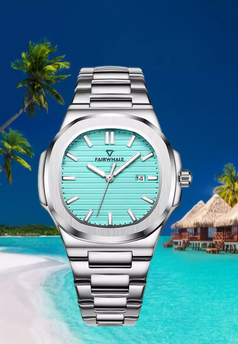 Unisex Quartz Watch, 39mm, Turquoise Dial, Metal Bracelet