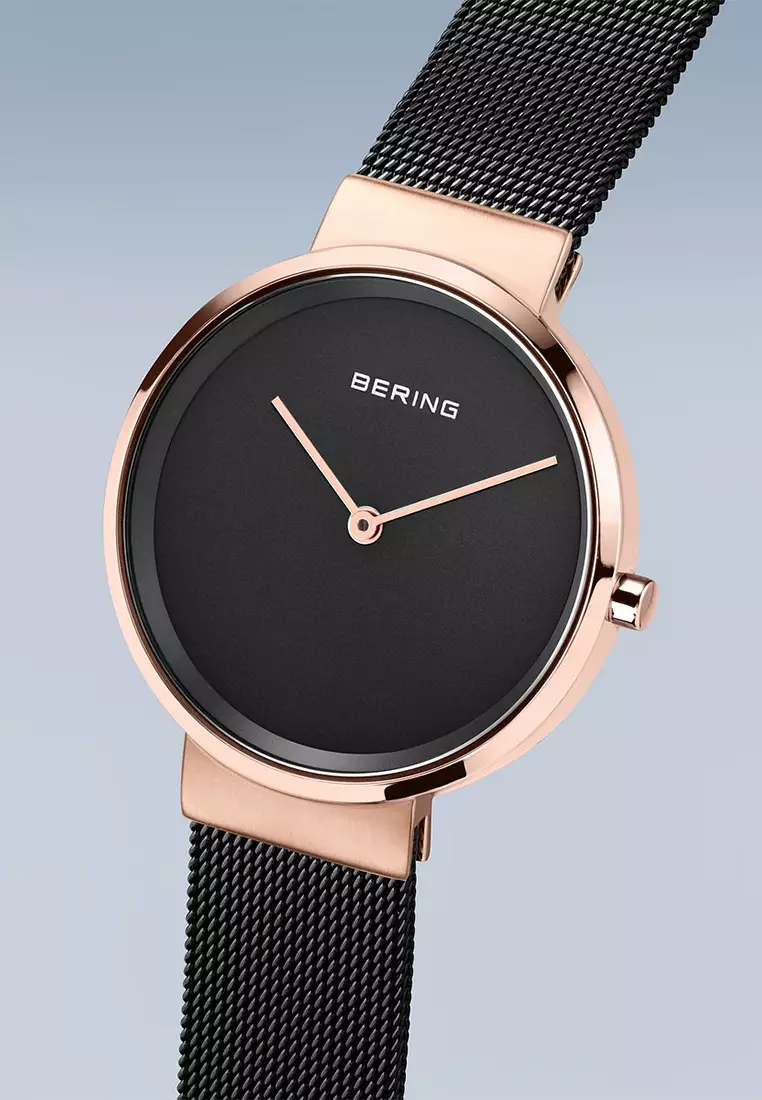 Buy Bering Time Women's Black Steel Mesh Bracelet and Black Dial Quartz ...