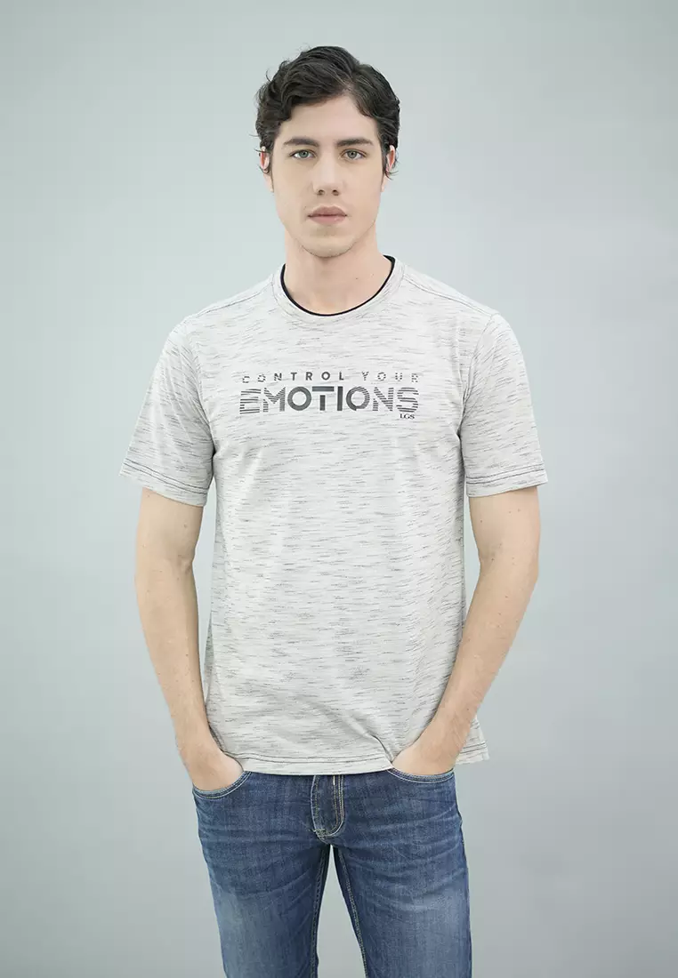 LGS - Kaos Casual Pria Lengan Pendek Motif Sablon Regular Fit - CTS.223.S3221.01.C