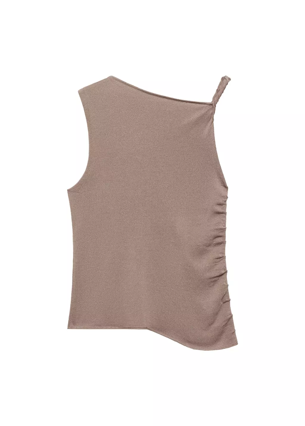 Atasan rajut dengan tali asimetris