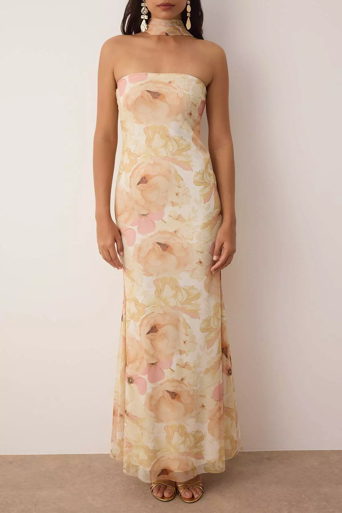 Multicolored Floral Knitted Tulle Maxi Evening Prom Dress Tprss25Ae00194