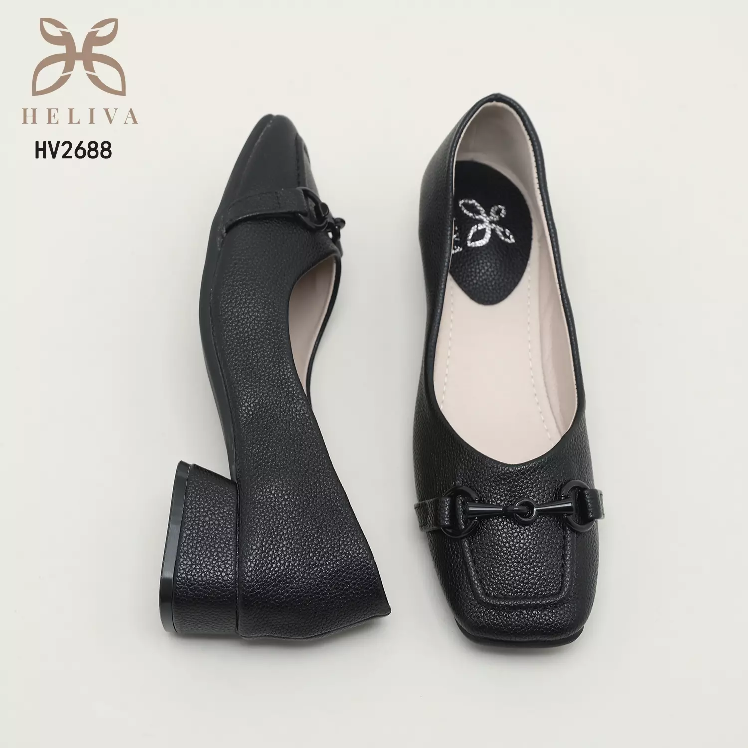 Heliva Zaskia Mid Block Heels Office Ladies Square Toe