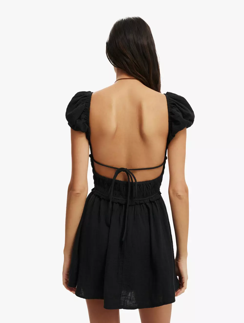 COTTON ON - DRESSES - CHARLIE OPEN BACK MINI SUNDRESS - BLACK