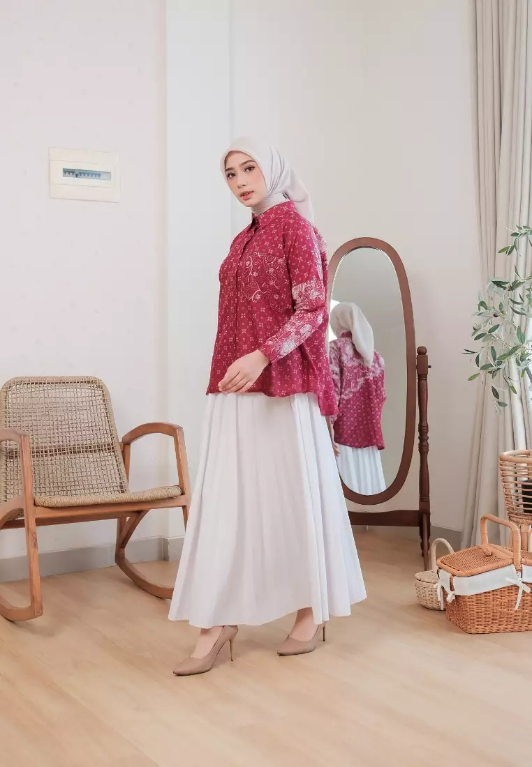 Sora Blouse Burgundy- Atasan Batik Wanita