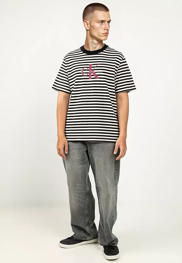 Stripe Jersey Monologo Tee - Calvin Klein Jeans