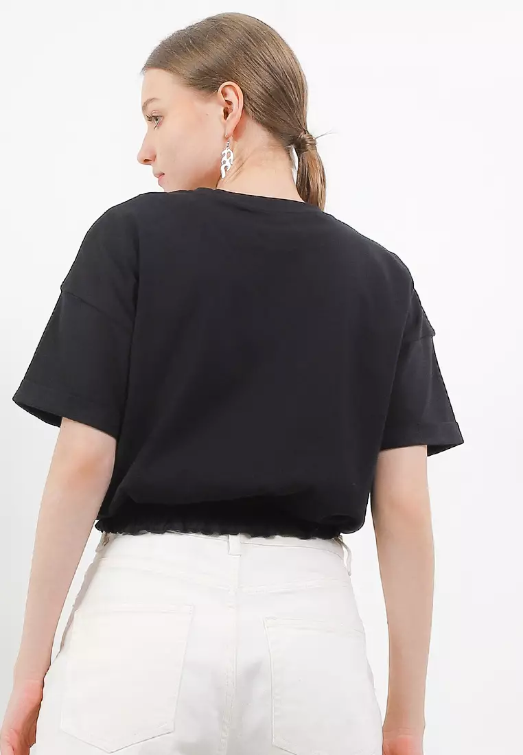 Luxina Elastic Hem Cropped Tee