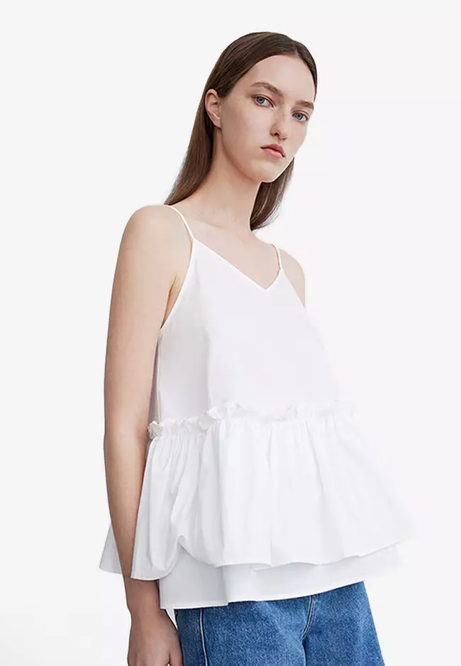 White Frill Hem Cami Top