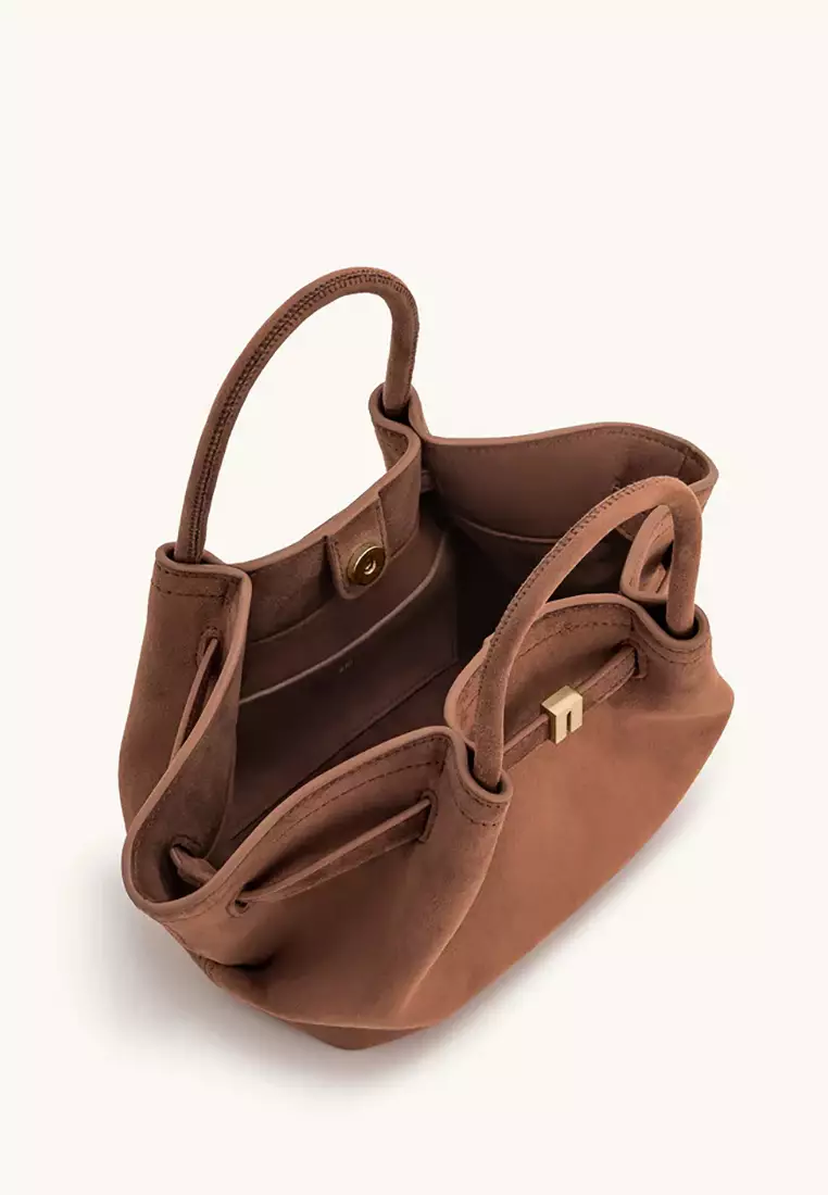 Hana Mini Faux Suede Tote Bag - Brown