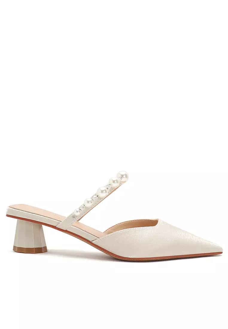 5CM Pearl Strap Mid Heel Sandals 2240-28