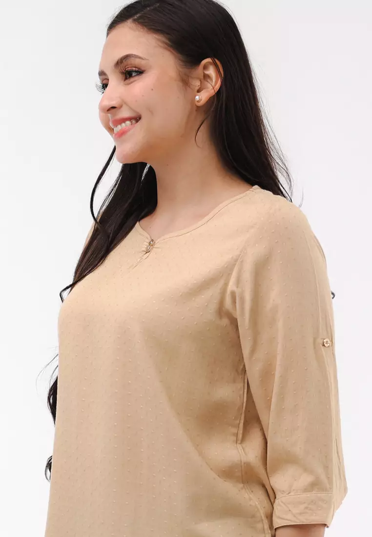 Textured Woven Short Sleeves Blouse