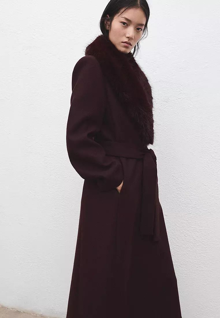 Manteco Wool Coat with Fur Collar