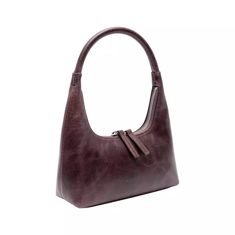 Hobo Mini Shoulder Bag Wine Pull-Up