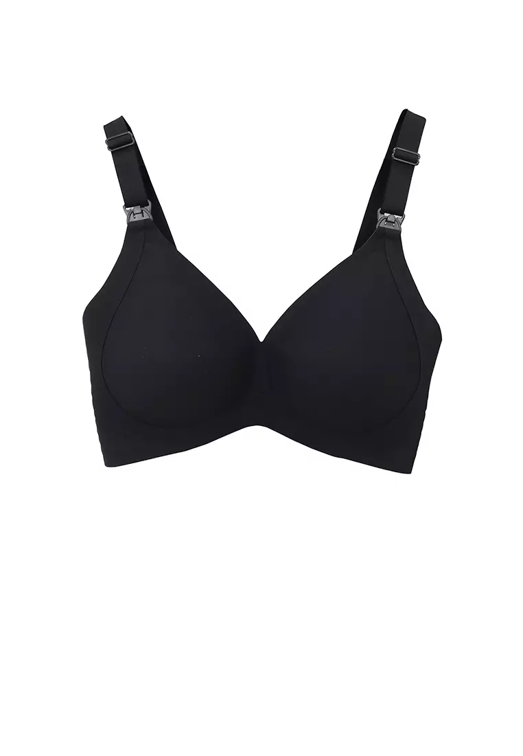 Black 3D Water Drop Cup Antibacterial Seamless Nursing Bra
