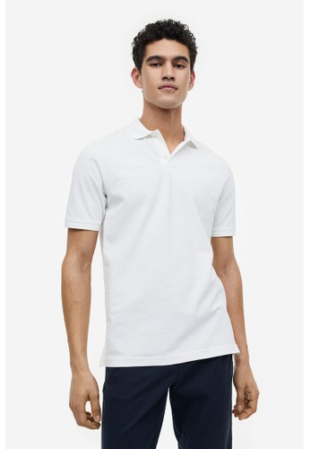 H&M white Cotton polo shirt 84333AAD80822CGS_1