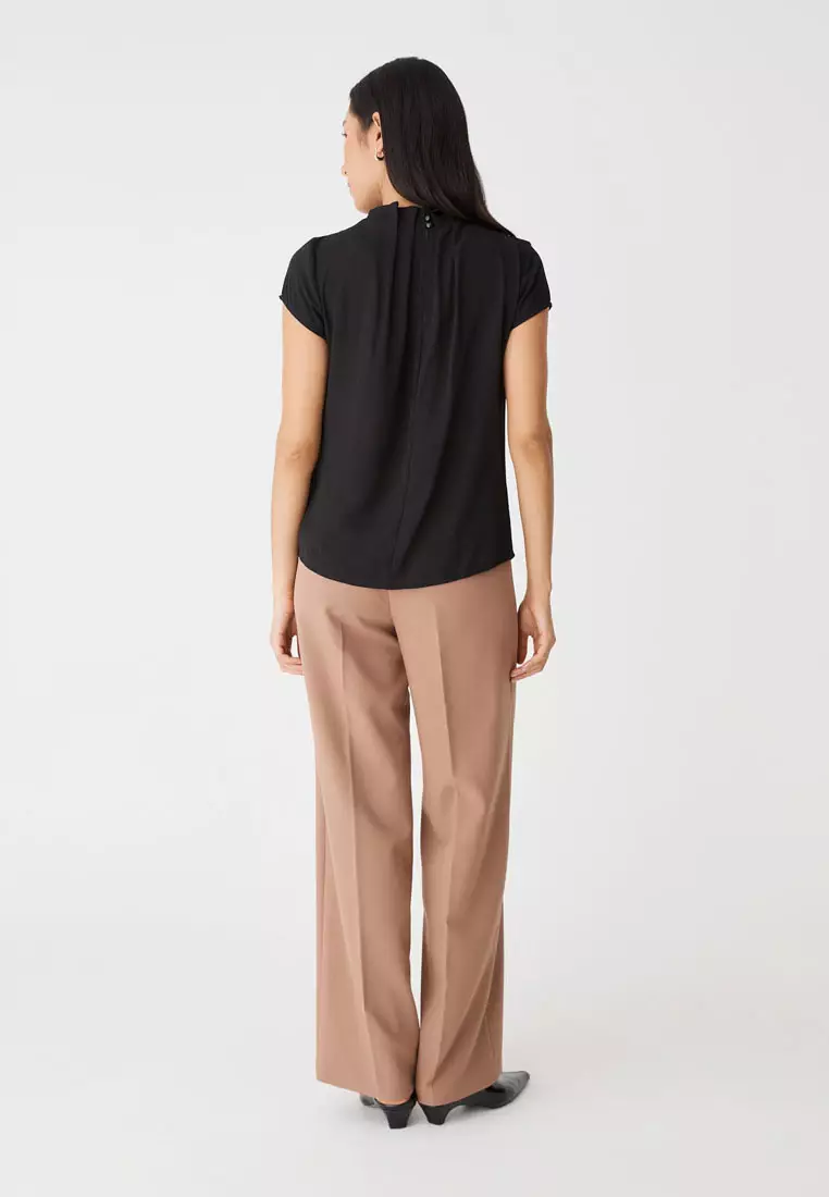 Olivia Pleated High Neck Top