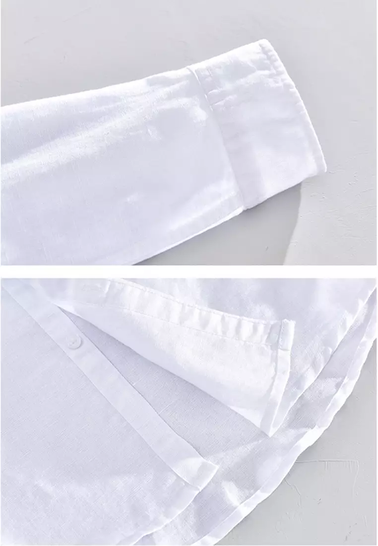 Literary And Simple Round Neck Cotton Linen Shirt WM603