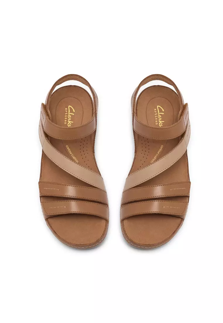 Womens Cecily Mix Flat Sandals - Beige Combi