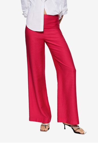 Mango pink Textured Flowy Trousers 9213FAA6EAE32DGS_1