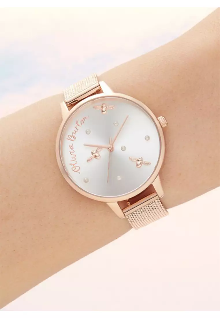 Olivia Burton Pearly Queen Rose Gold Mesh - OB16PQ04