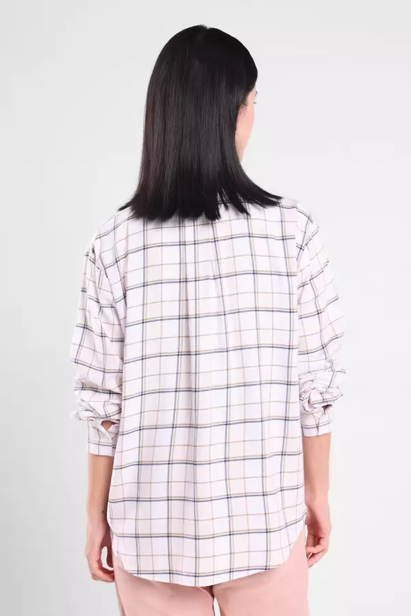 MINIMAL - Anelle - Kemeja Flanel Wanita Motif Kotak - White Colour White