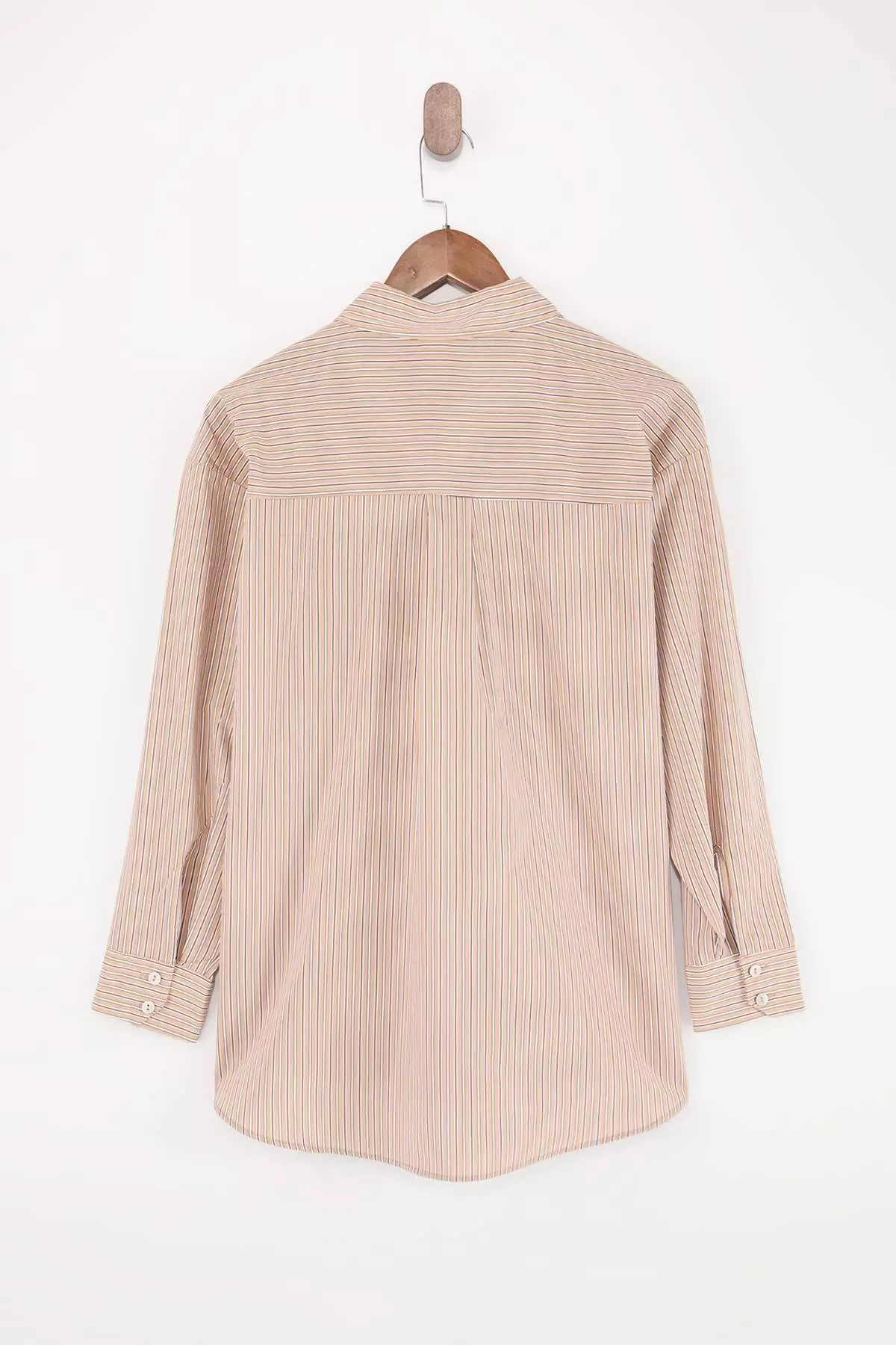 Brown Striped Woven Oversize Shirt Twoss26Go148