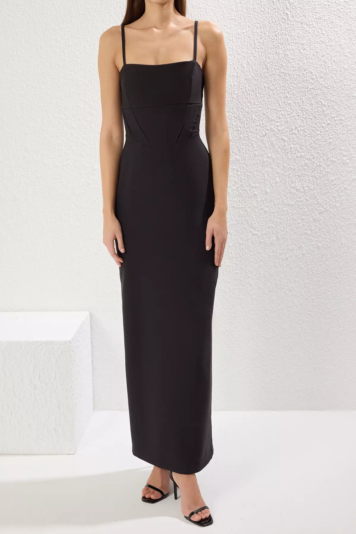 Slit Strappy Evening Maxi Dress