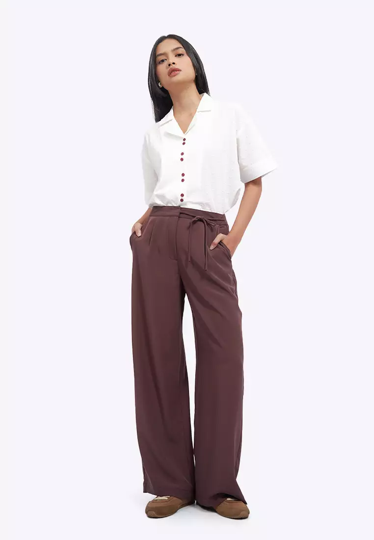 Belted Wide Leg Flowy Pants