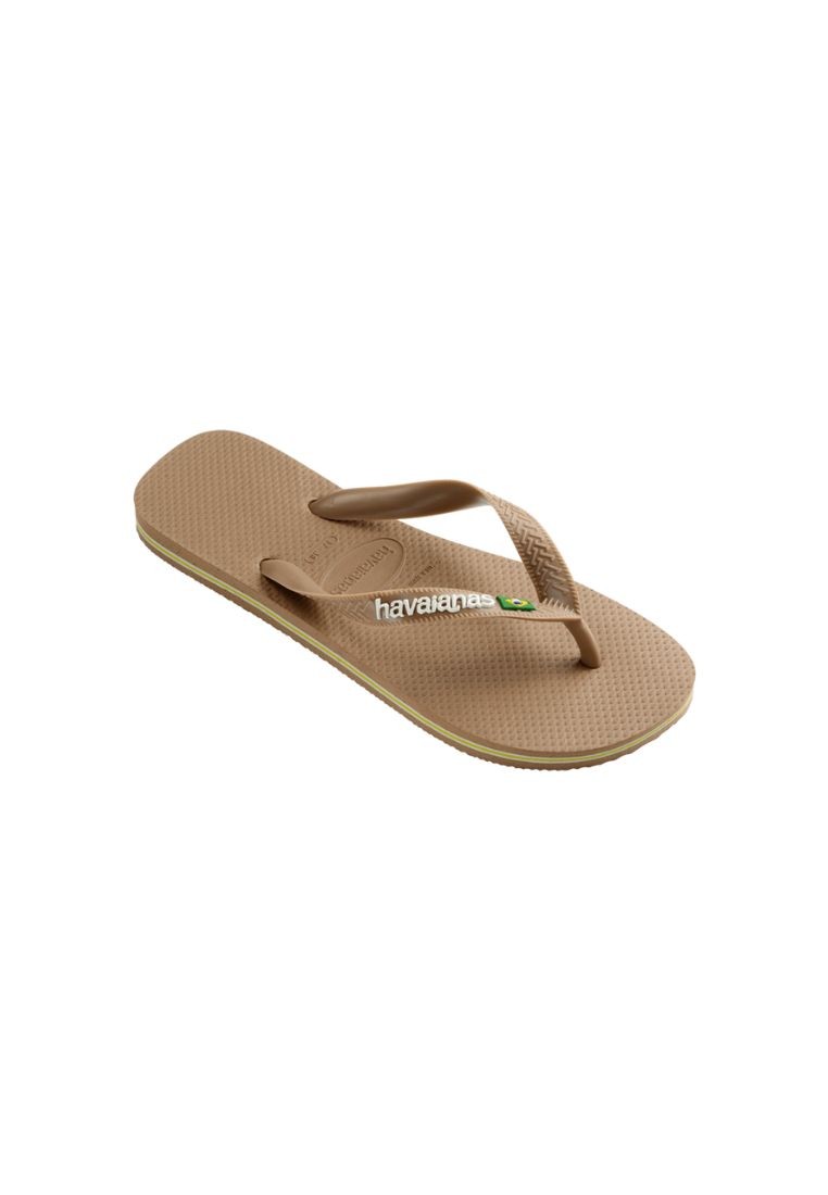 Unisex Brasil Logo Flip Flops - Rose Gold