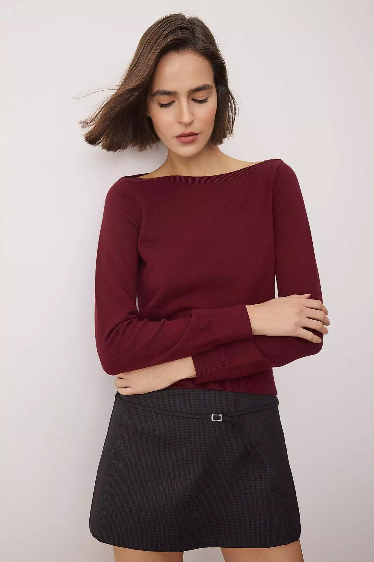 Special Collection Burgundy Premium Yarn/Special Yarn Trend Knitwear Sweater Twoaw26Kz00159