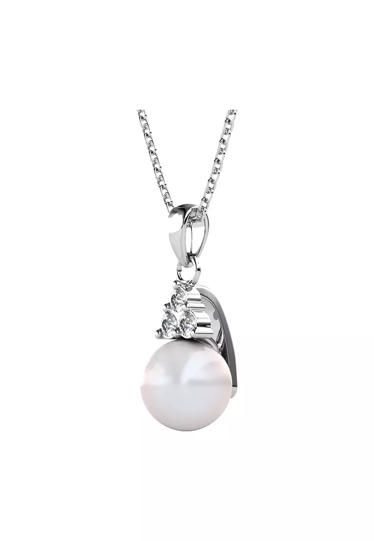 Her Jewellery Elegant Pearl Pendant (White Gold) - Luxury Crystal Embellishments plated with 18K Gold