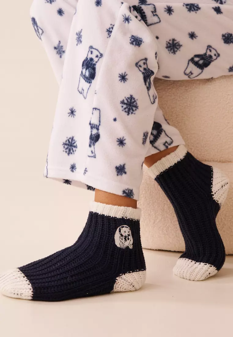 Embroidered Polar Bear Socks